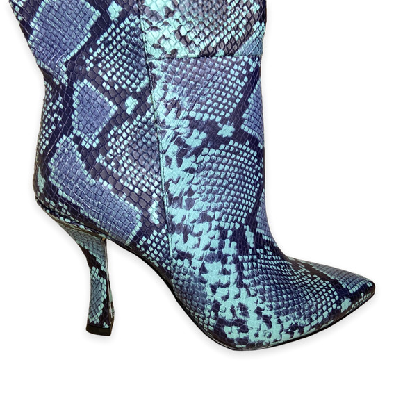 Gianni Bini Lennoxe Teal Snake Print Leather Tall Boots - Picture 7 of 8